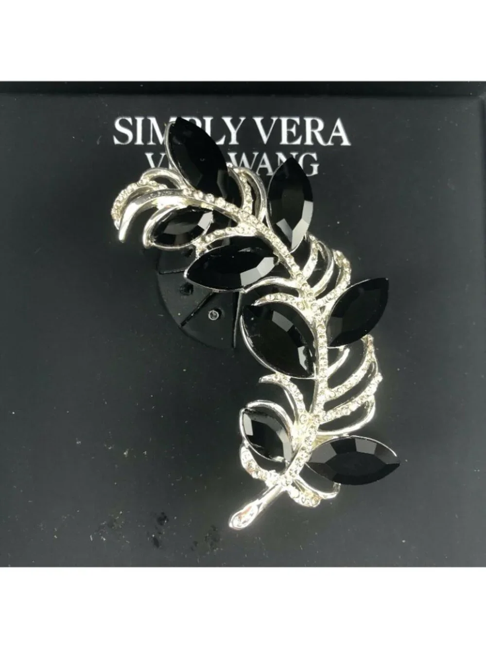 Simply Vera by Vera Wang Brooch Feather Clear Crystals & Black Rhinestone